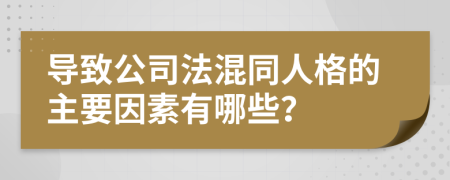 导致公司法混同人格的主要因素有哪些？