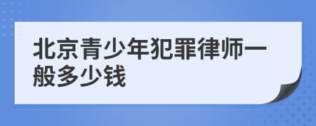 北京青少年犯罪律师一般多少钱