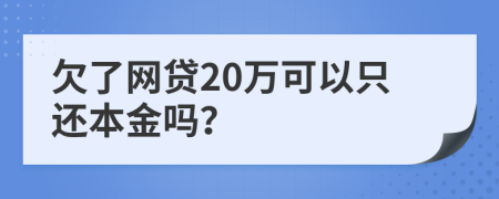 欠了网贷20万可以只还本金吗？