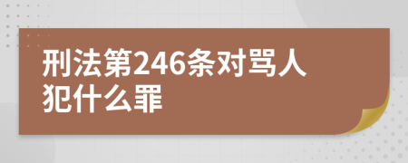 刑法第246条对骂人犯什么罪