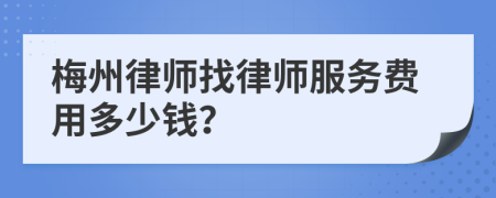 梅州律师找律师服务费用多少钱？