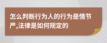 怎么判断行为人的行为是情节严,法律是如何规定的