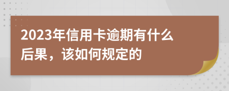 2023年信用卡逾期有什么后果，该如何规定的