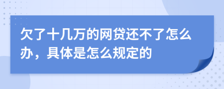 欠了十几万的网贷还不了怎么办，具体是怎么规定的