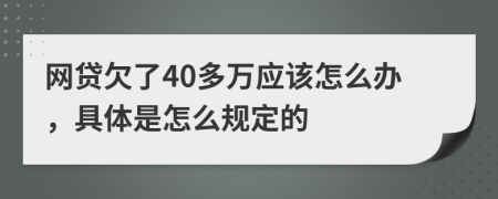 网贷欠了40多万应该怎么办，具体是怎么规定的