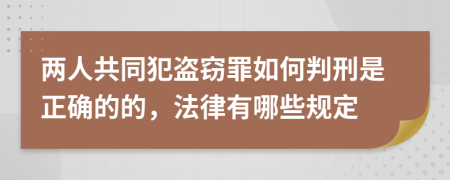 两人共同犯盗窃罪如何判刑是正确的的，法律有哪些规定