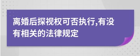 离婚后探视权可否执行,有没有相关的法律规定