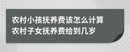 农村小孩抚养费该怎么计算 农村子女抚养费给到几岁