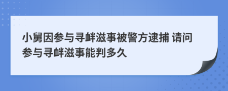 小舅因参与寻衅滋事被警方逮捕 请问参与寻衅滋事能判多久