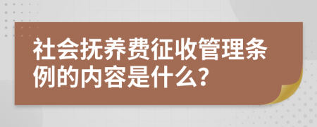 社会抚养费征收管理条例的内容是什么？