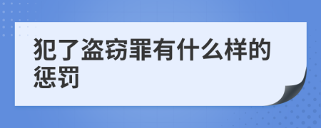 犯了盗窃罪有什么样的惩罚