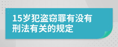 15岁犯盗窃罪有没有刑法有关的规定