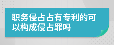 职务侵占占有专利的可以构成侵占罪吗