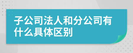 子公司法人和分公司有什么具体区别