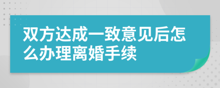 双方达成一致意见后怎么办理离婚手续