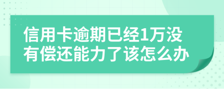 信用卡逾期已经1万没有偿还能力了该怎么办