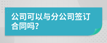 公司可以与分公司签订合同吗？