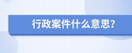 行政案件什么意思？