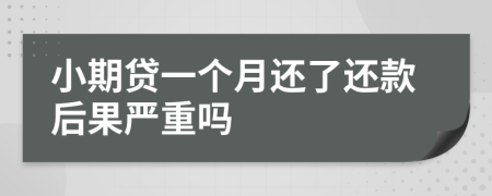 小期贷一个月还了还款后果严重吗