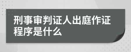 刑事审判证人出庭作证程序是什么