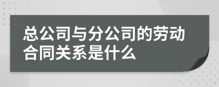 总公司与分公司的劳动合同关系是什么