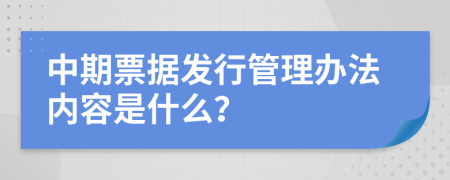 中期票据发行管理办法内容是什么？