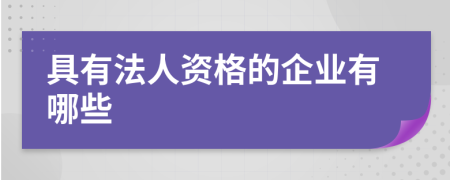 具有法人资格的企业有哪些