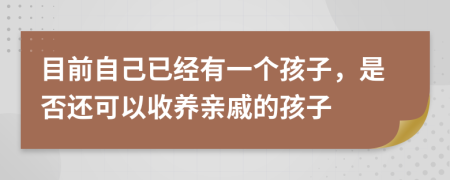 目前自己已经有一个孩子，是否还可以收养亲戚的孩子