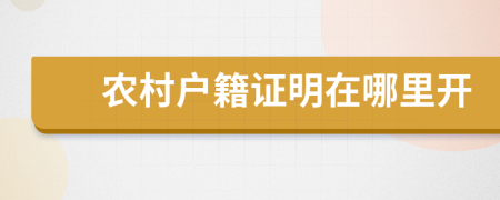 农村户籍证明在哪里开