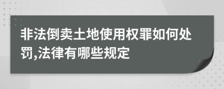 非法倒卖土地使用权罪如何处罚,法律有哪些规定