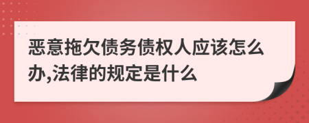 恶意拖欠债务债权人应该怎么办,法律的规定是什么