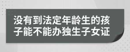 没有到法定年龄生的孩子能不能办独生子女证