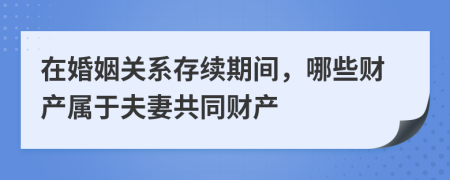 在婚姻关系存续期间，哪些财产属于夫妻共同财产