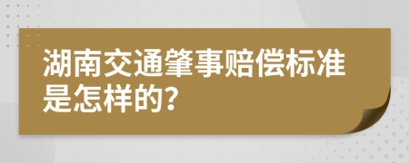 湖南交通肇事赔偿标准是怎样的？