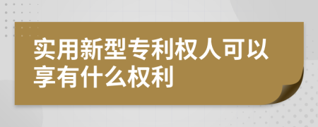实用新型专利权人可以享有什么权利