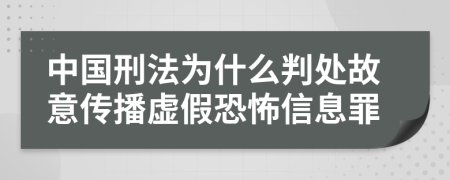 中国刑法为什么判处故意传播虚假恐怖信息罪