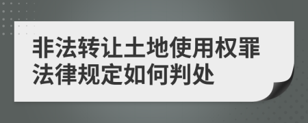 非法转让土地使用权罪法律规定如何判处