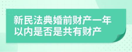 新民法典婚前财产一年以内是否是共有财产