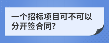 一个招标项目可不可以分开签合同?