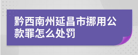 黔西南州延昌市挪用公款罪怎么处罚