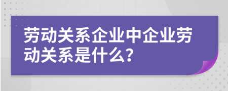 劳动关系企业中企业劳动关系是什么？