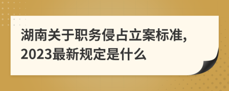 湖南关于职务侵占立案标准,2023最新规定是什么