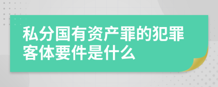 私分国有资产罪的犯罪客体要件是什么