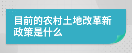 目前的农村土地改革新政策是什么