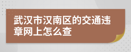 武汉市汉南区的交通违章网上怎么查