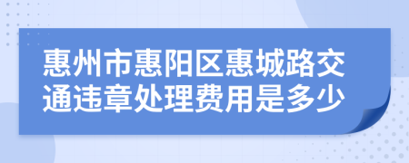 惠州市惠阳区惠城路交通违章处理费用是多少