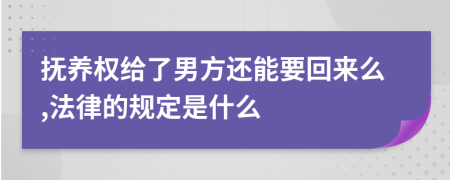 抚养权给了男方还能要回来么,法律的规定是什么