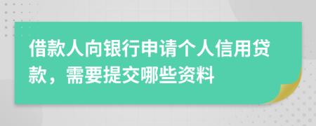 借款人向银行申请个人信用贷款，需要提交哪些资料