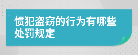 惯犯盗窃的行为有哪些处罚规定