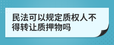 民法可以规定质权人不得转让质押物吗